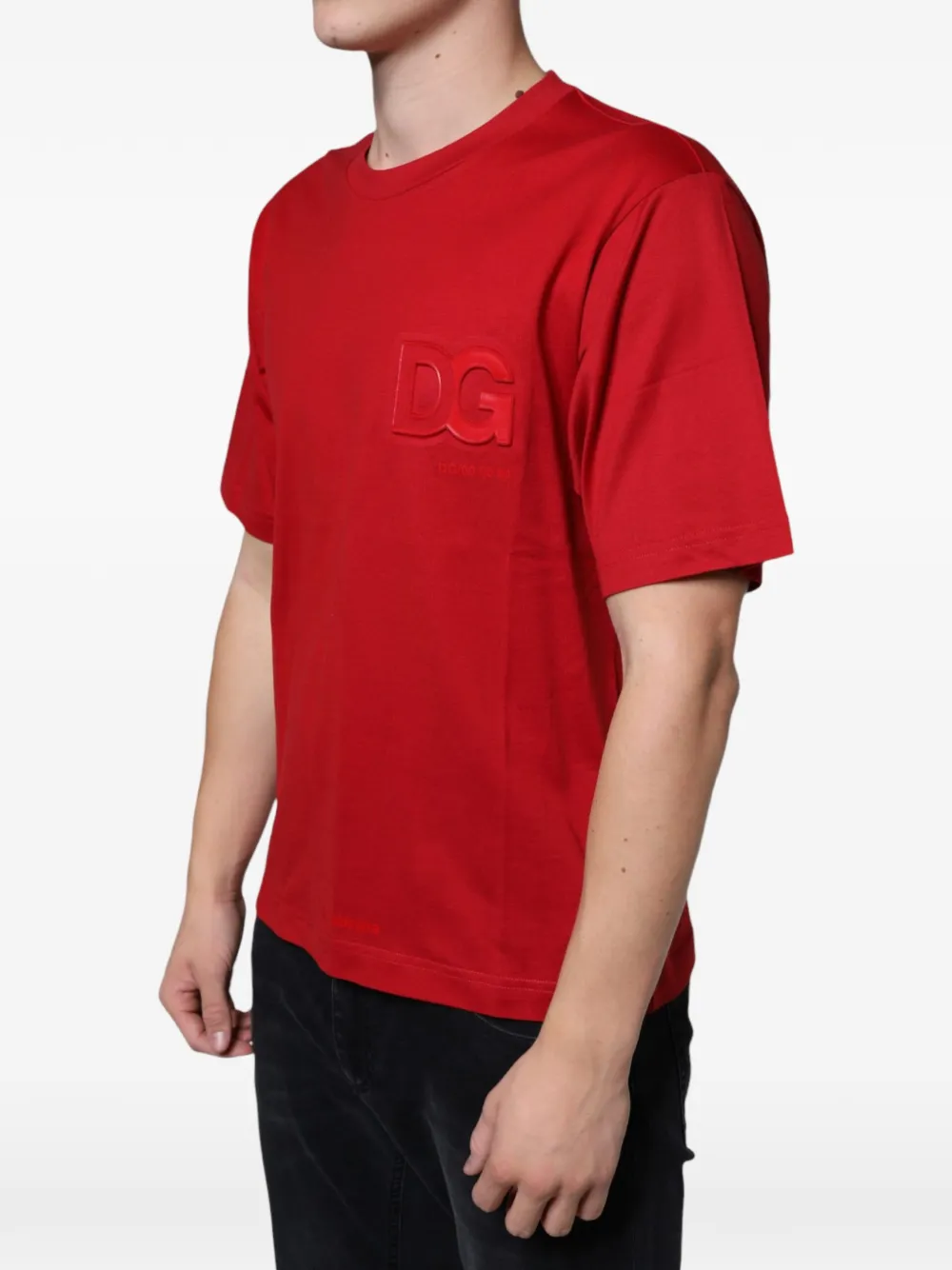 Dolce & Gabbana T-shirt met DG logo-reliëf Rood