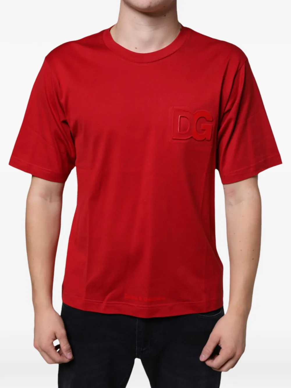 Dolce & Gabbana T-Shirt mit Logo-Prägung - Rot