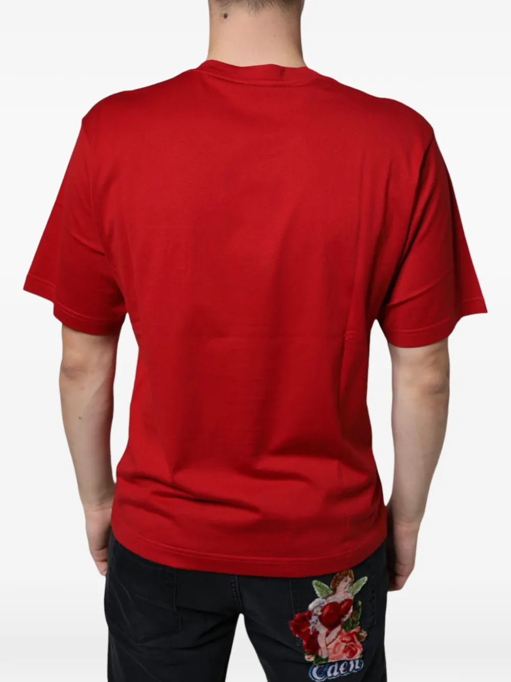 Dolce & Gabbana T-shirt met DG logo-reliëf Rood