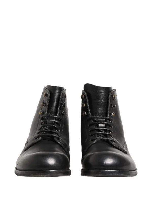 Dolce & Gabbana Black Leather Lace Up Ankle Boots Shoes Dolce & Gabbana Black Leather Lace Up Ankle Boots Men main image 4
