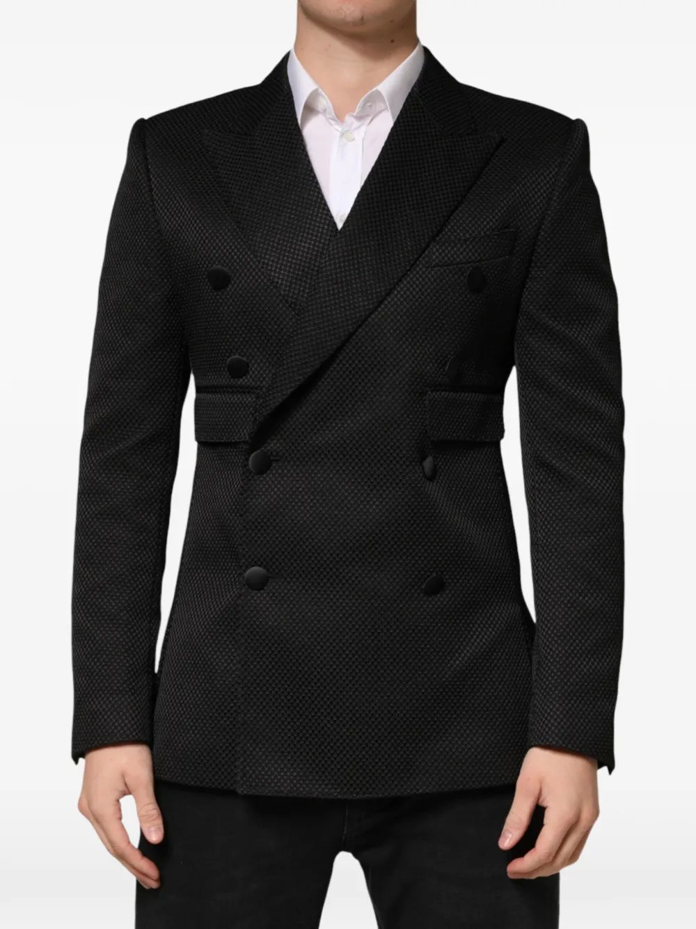 Dolce & Gabbana 피크드 라펠 더블 브레스티드 블레이저 | 블랙 | Image 1