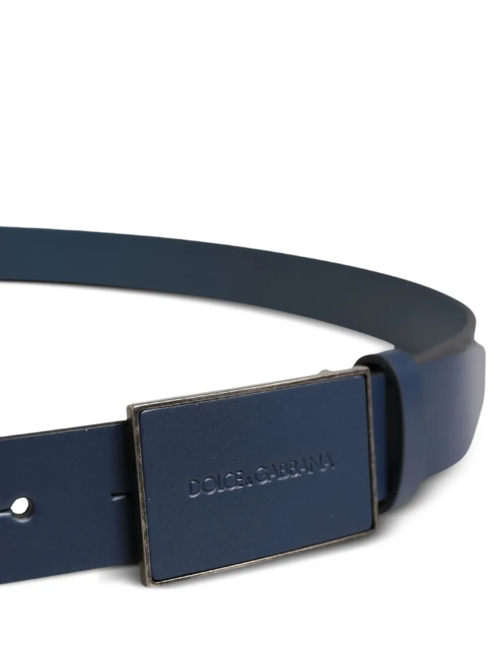 Dolce & Gabbana Leren riem met logoplakkaat Blauw