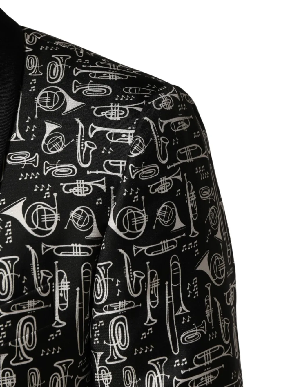 Dolce & Gabbana Blazer met sjaalrevers en print Zwart