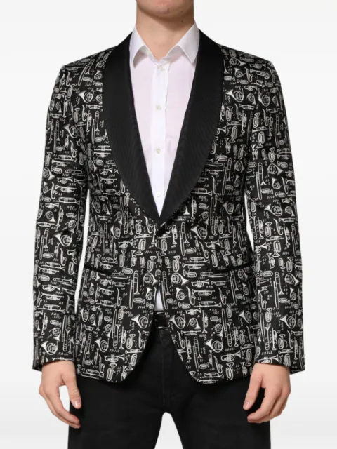 Dolce & Gabbana instrument-print shawl-lapel blazer