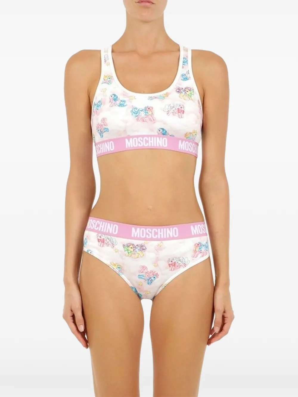 Moschino My Little Pony pyjama met logoband Wit