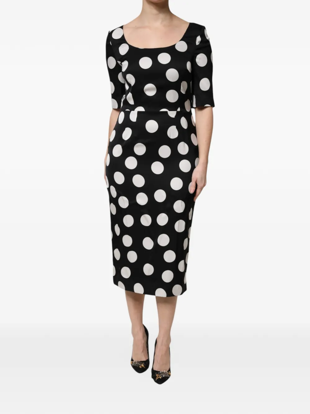 Dolce & Gabbana Midikleid mit Polka Dots - Schwarz