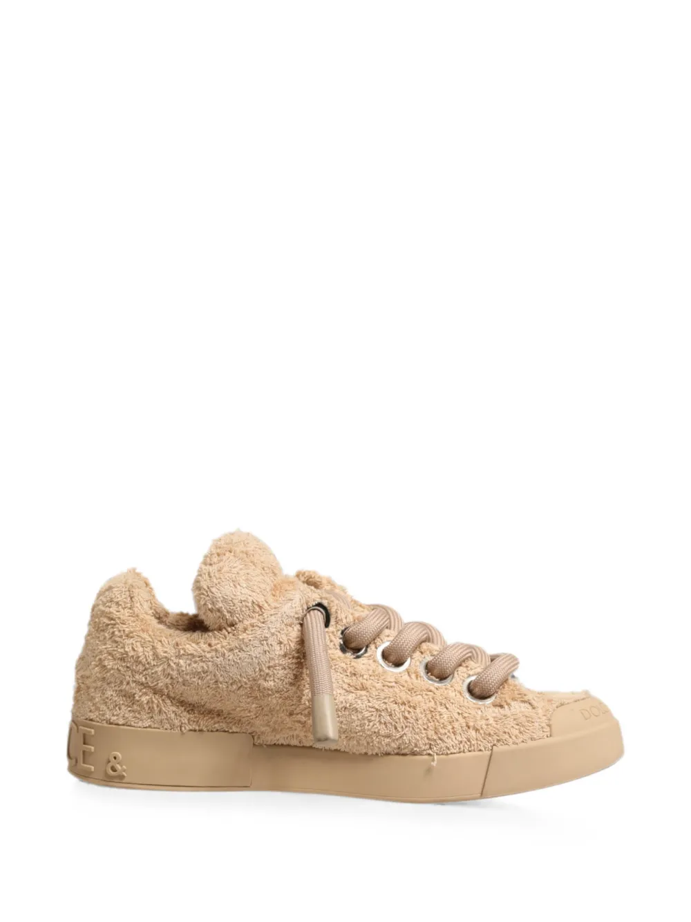 Dolce & Gabbana Sneakers mit Faux Shearling - Nude