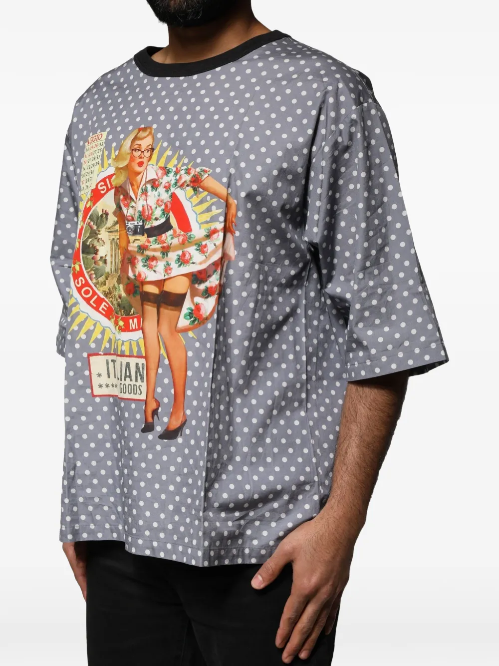 Dolce & Gabbana T-shirt met stippen en print Grijs