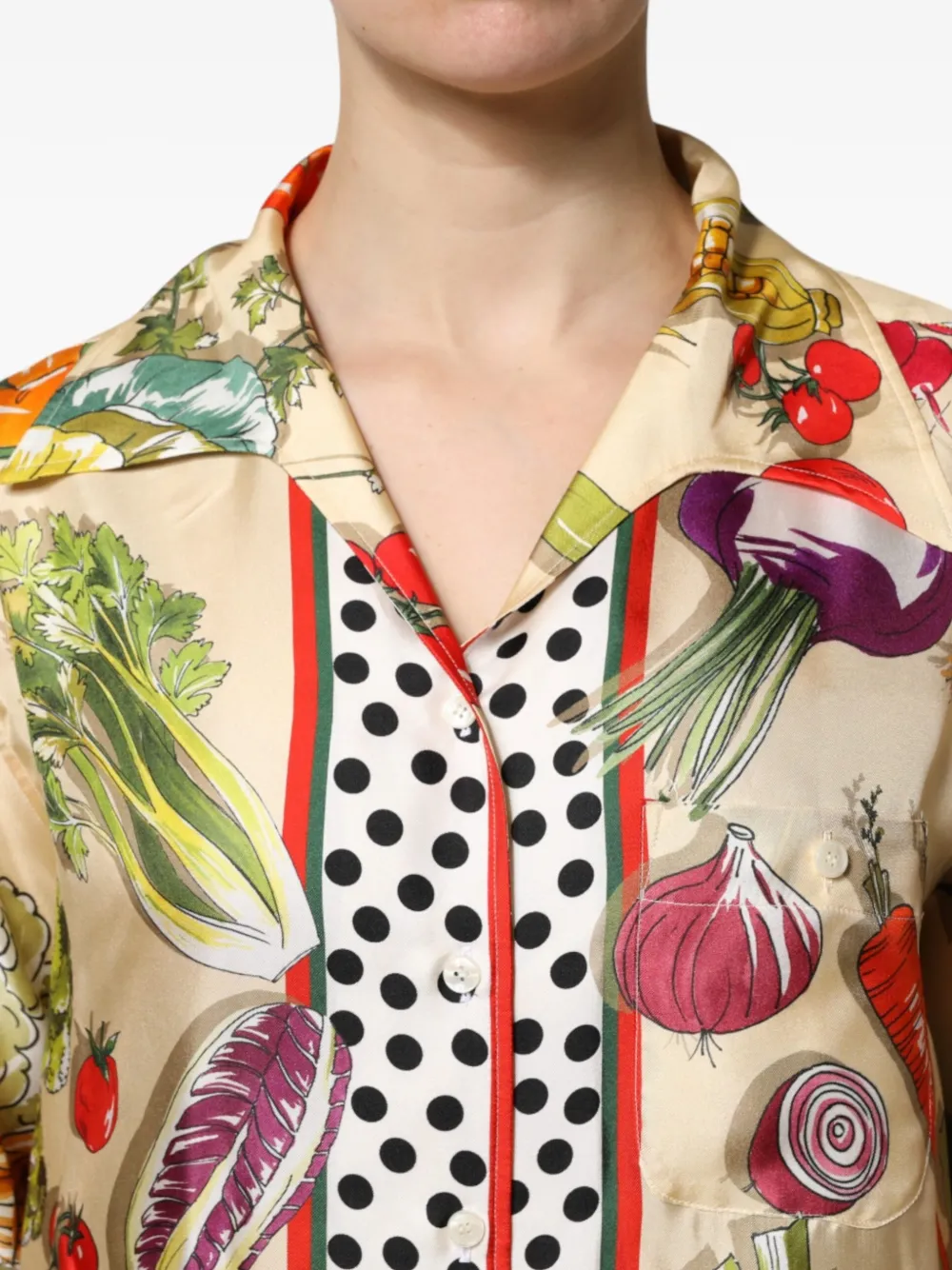 Dolce & Gabbana Zijden blouse met print Beige