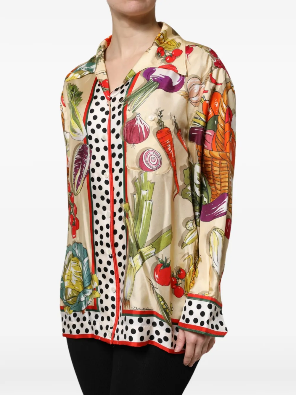 Dolce & Gabbana Zijden blouse met print Beige