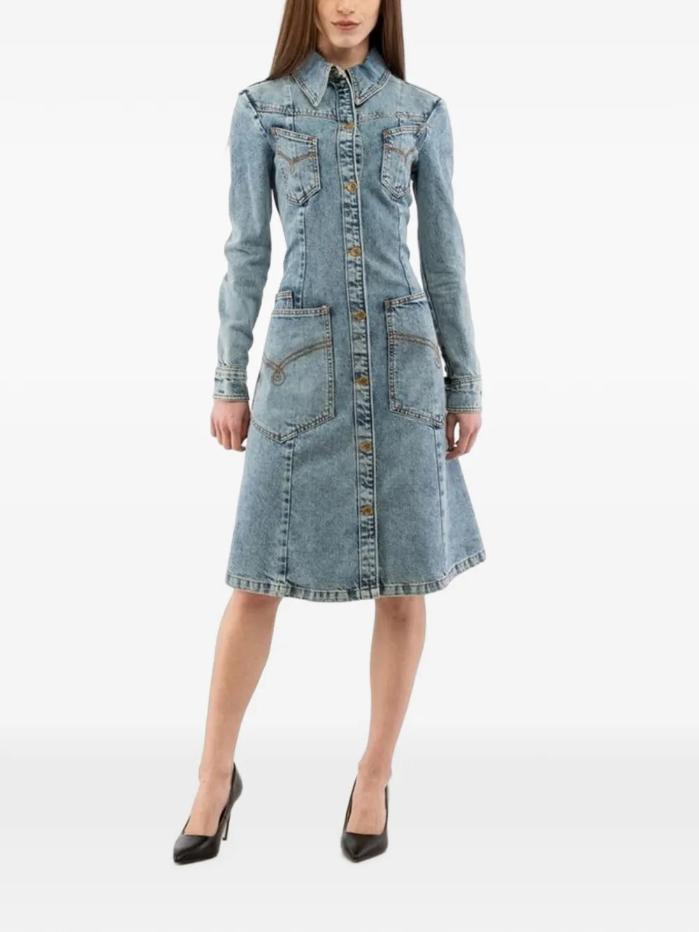 Moschino button-up long-sleeve dress