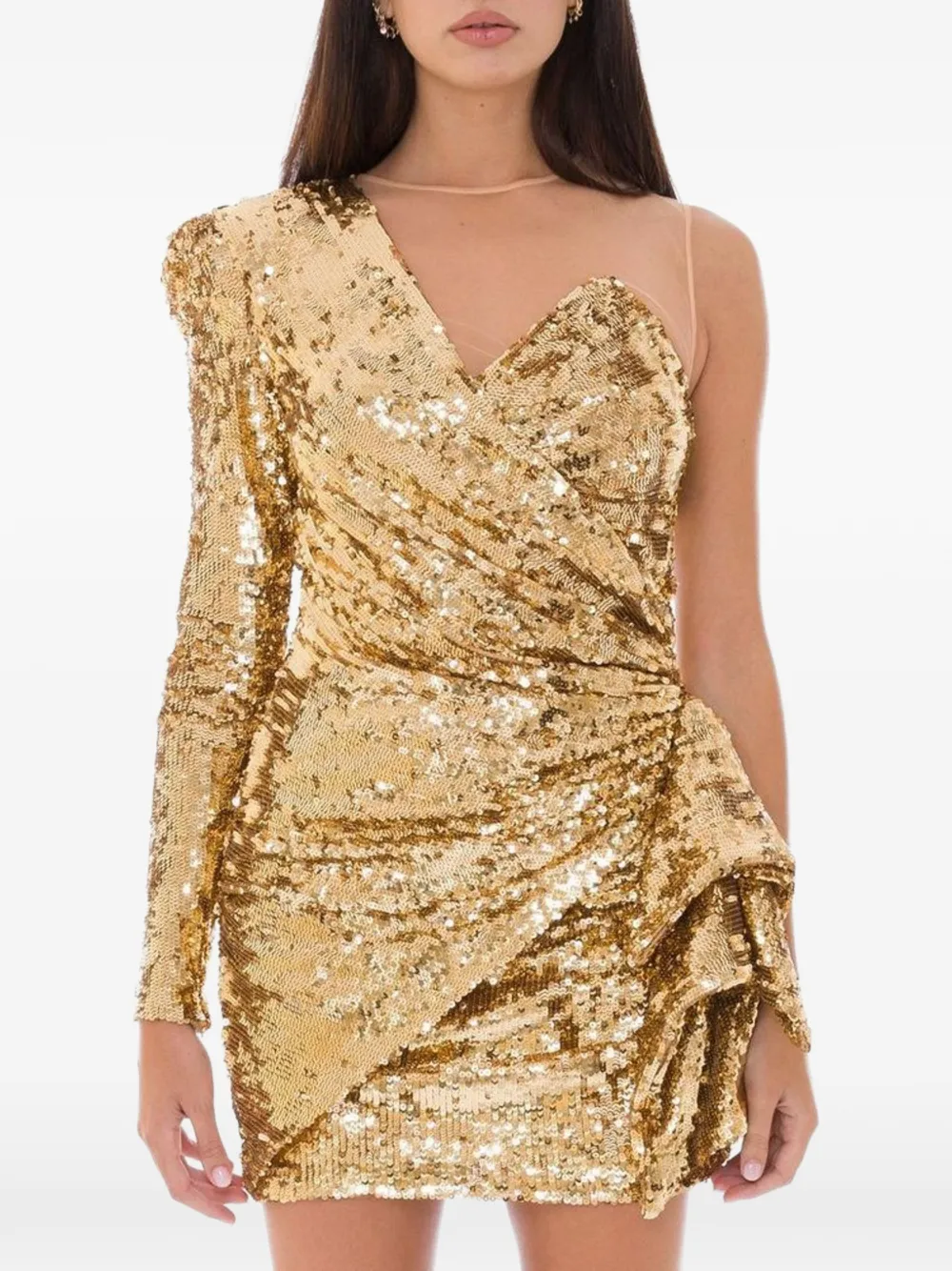 Elisabetta Franchi sequin-embellished one-shoulder mini dress · 40