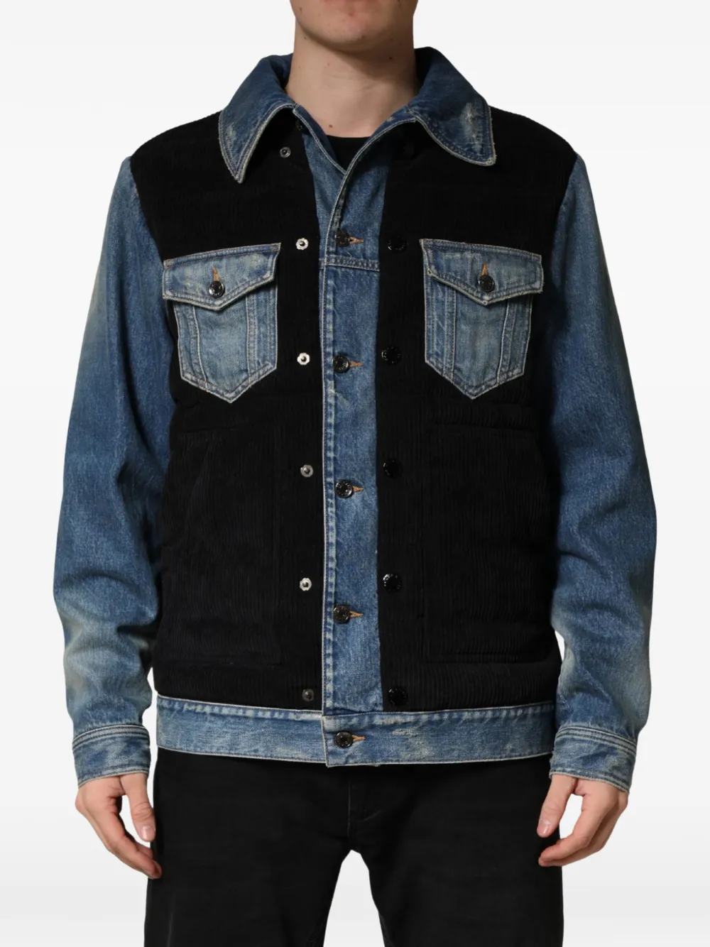 Dolce & Gabbana Jeansjacke mit Cordeinsatz - Schwarz