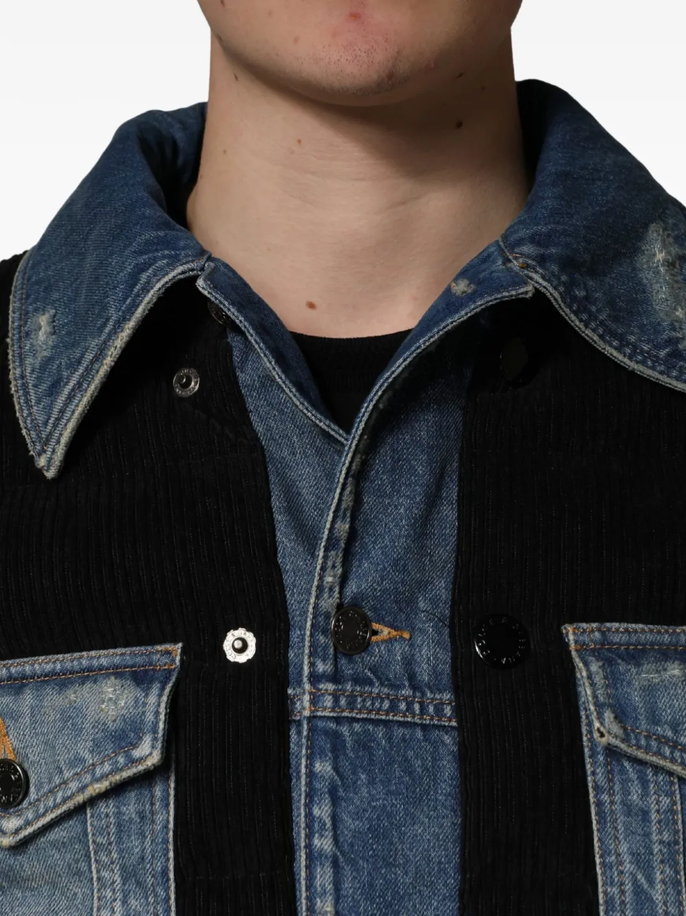 Dolce & Gabbana Denim jack met ribfluwelen vlak Zwart
