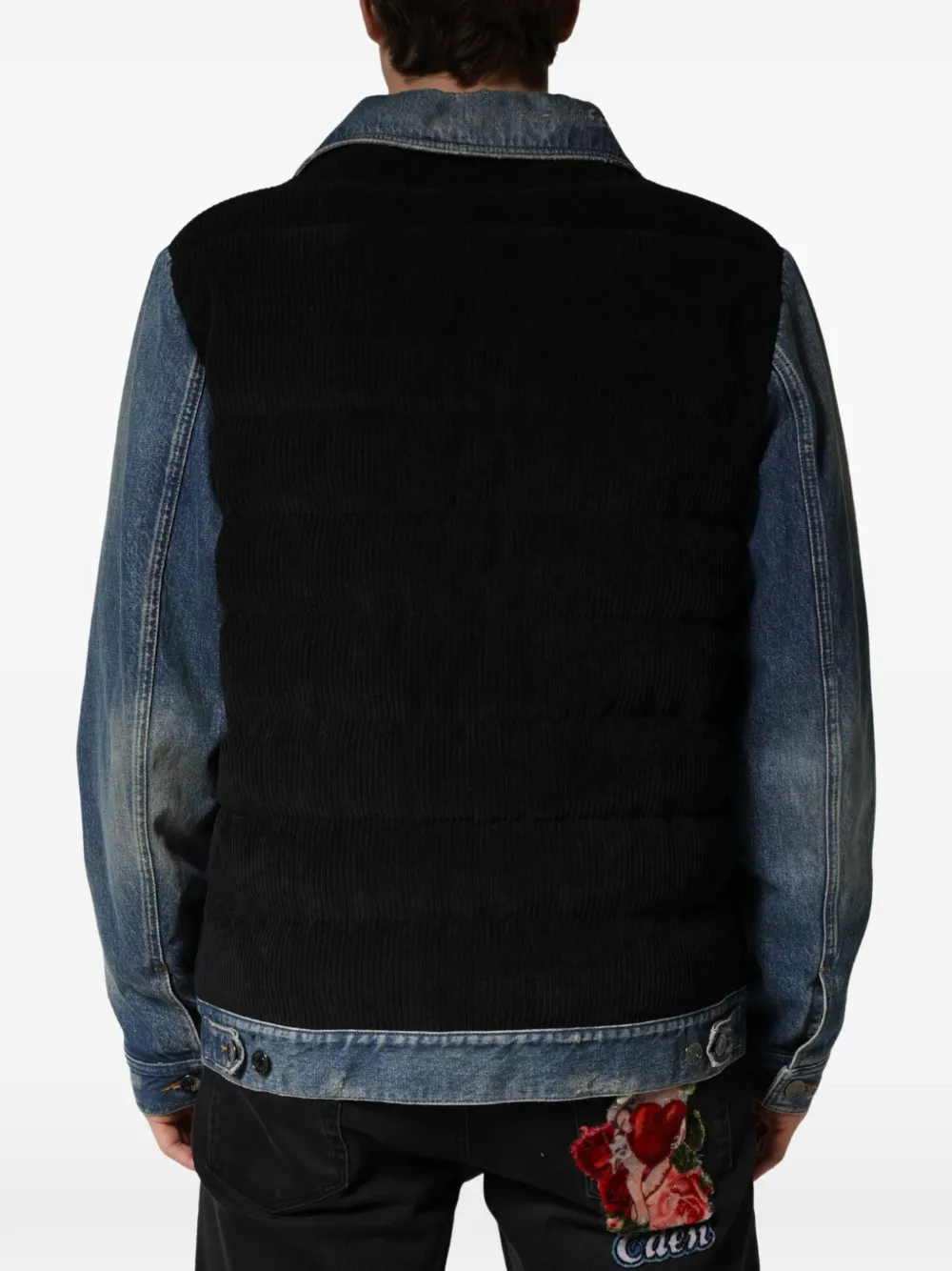 Dolce & Gabbana Denim jack met ribfluwelen vlak Zwart