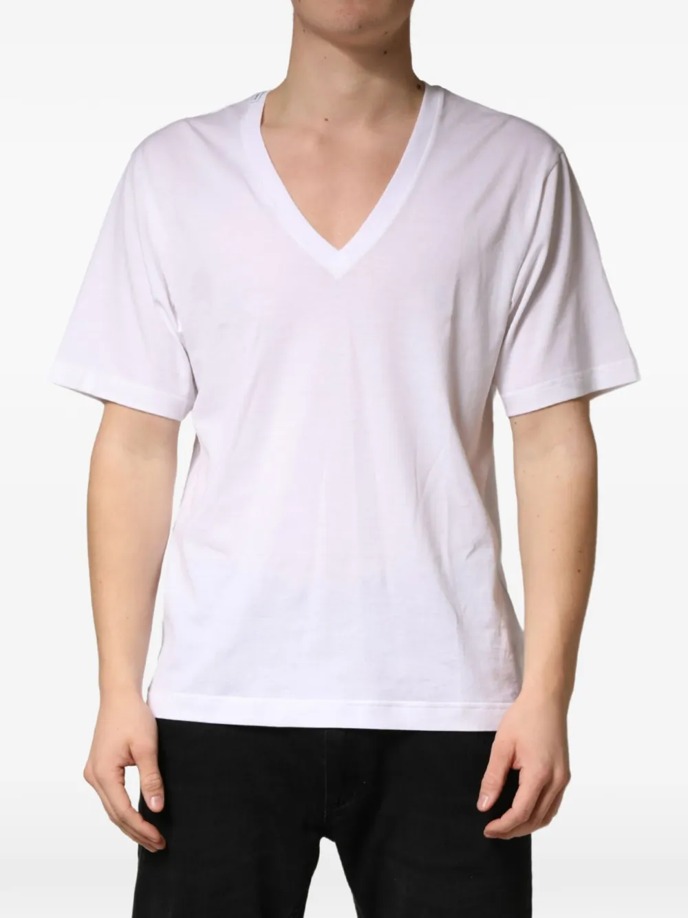 Dolce & Gabbana T-Shirt mit V-Ausschnitt - Weiß