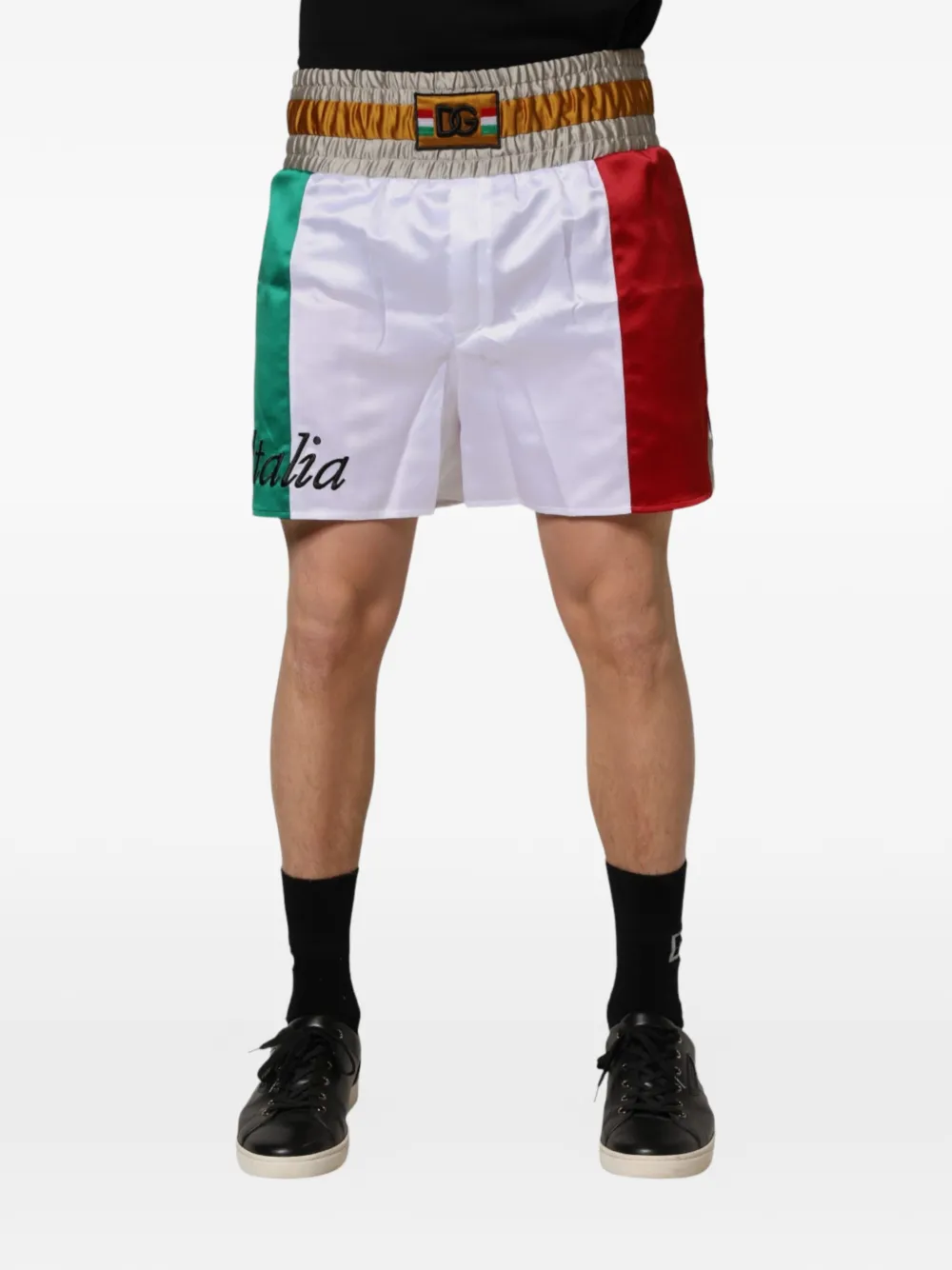 Dolce & Gabbana Italia Shorts mit Logo-Stickerei - Weiß