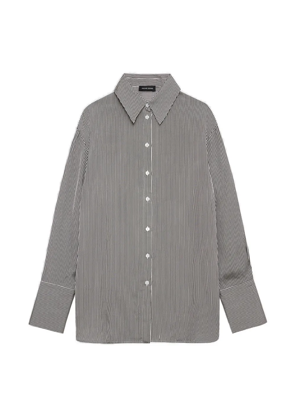 ANINE BING Bridget shirt - white and black mini stripe - Schwarz