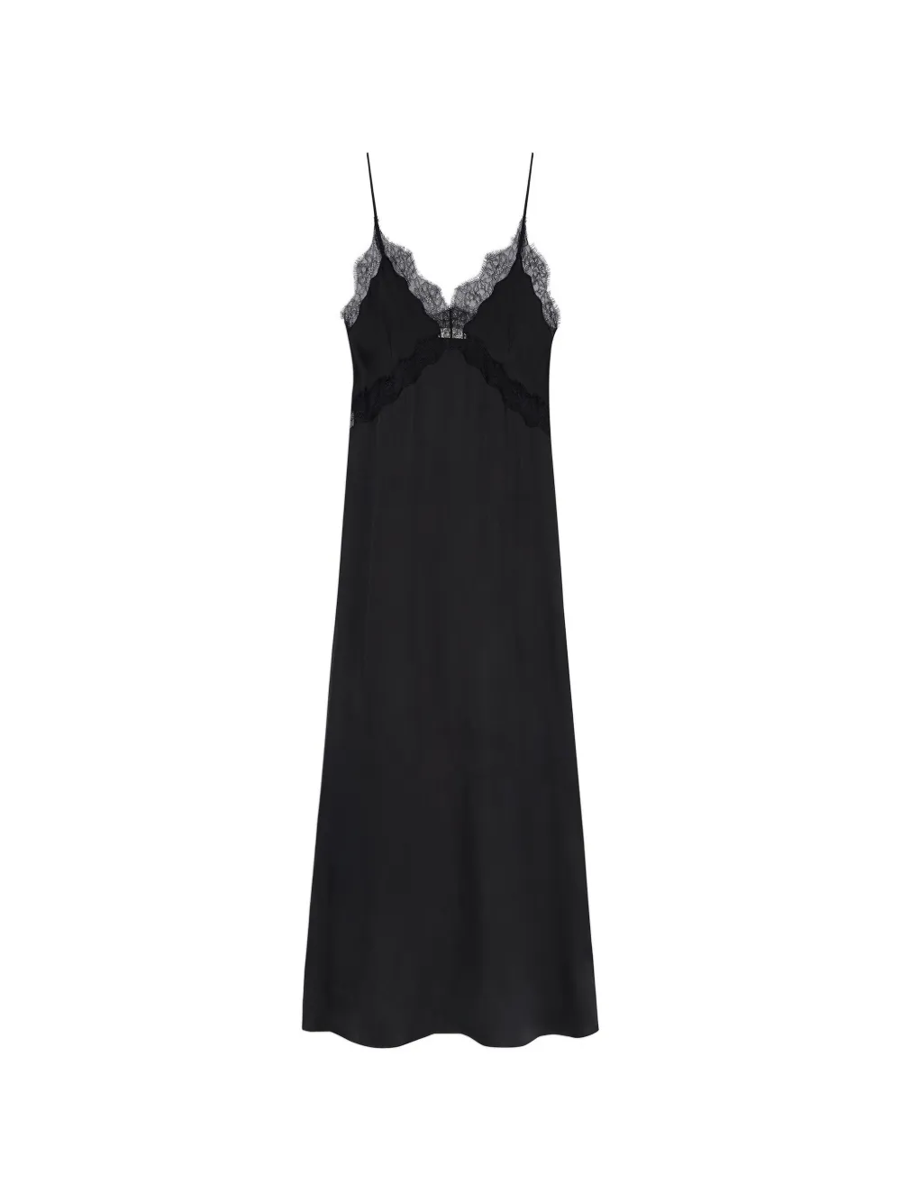 ANINE BING lace-trim V-neck maxi dress - Nero