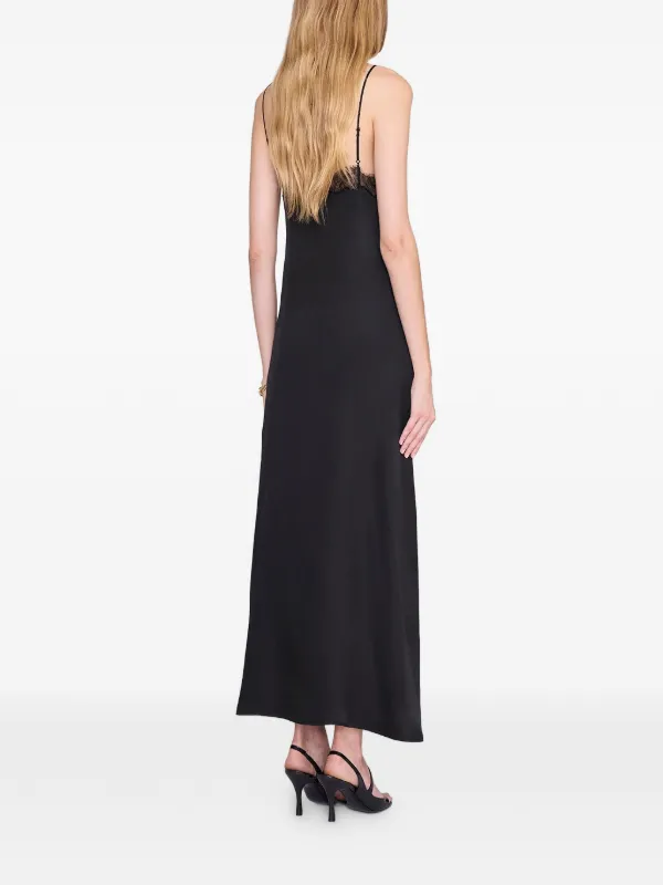 anine bing lace dress Anine Bing Silk Dress with Lace Trim Black size M BNWT