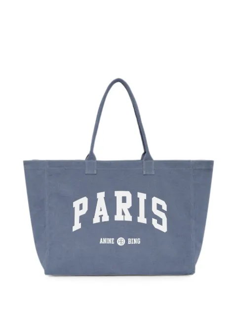 ANINE BING Leo canvas tote Paris University - blue washed