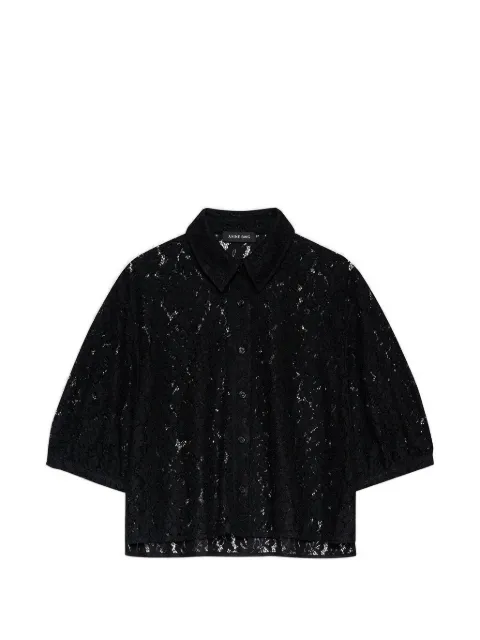 ANINE BING lace-detail short-sleeve shirt