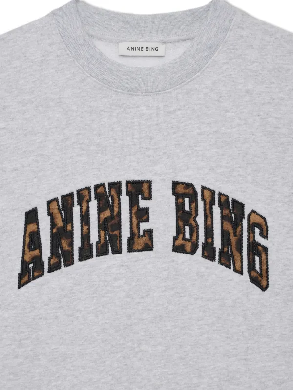 ANINE BING Miles Sweatshirt Leopard - Heather Grey | Grey | FARFETCH