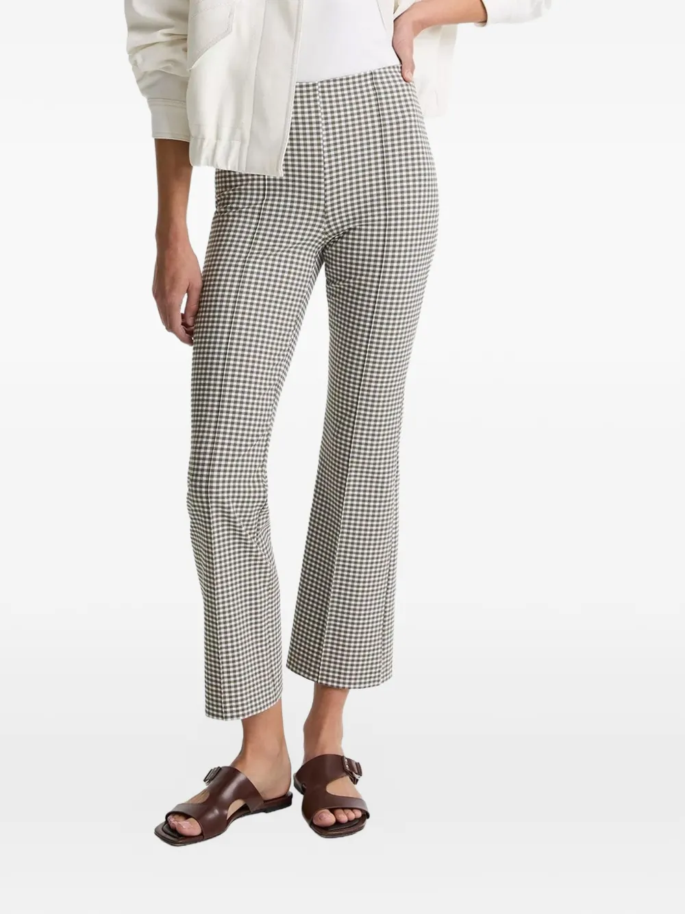 Vince Niki Gingham Trousers In Black