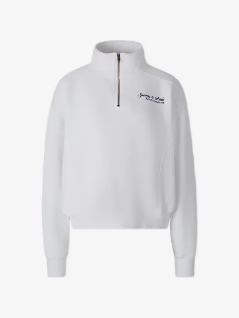 Sporty & Rich Syracuse logo-embroidered quarter-zip sweatshirt