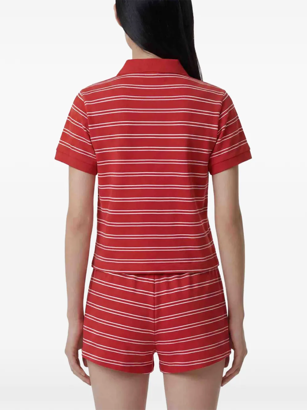 Sporty & Rich Signature gestreept poloshirt met geborduurd logo Rood