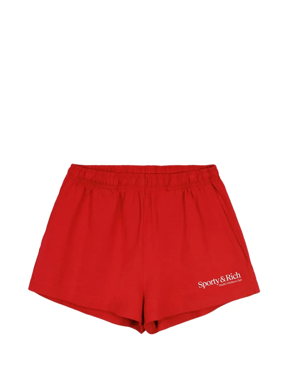 Sporty & Rich logo-print cotton shorts - Red