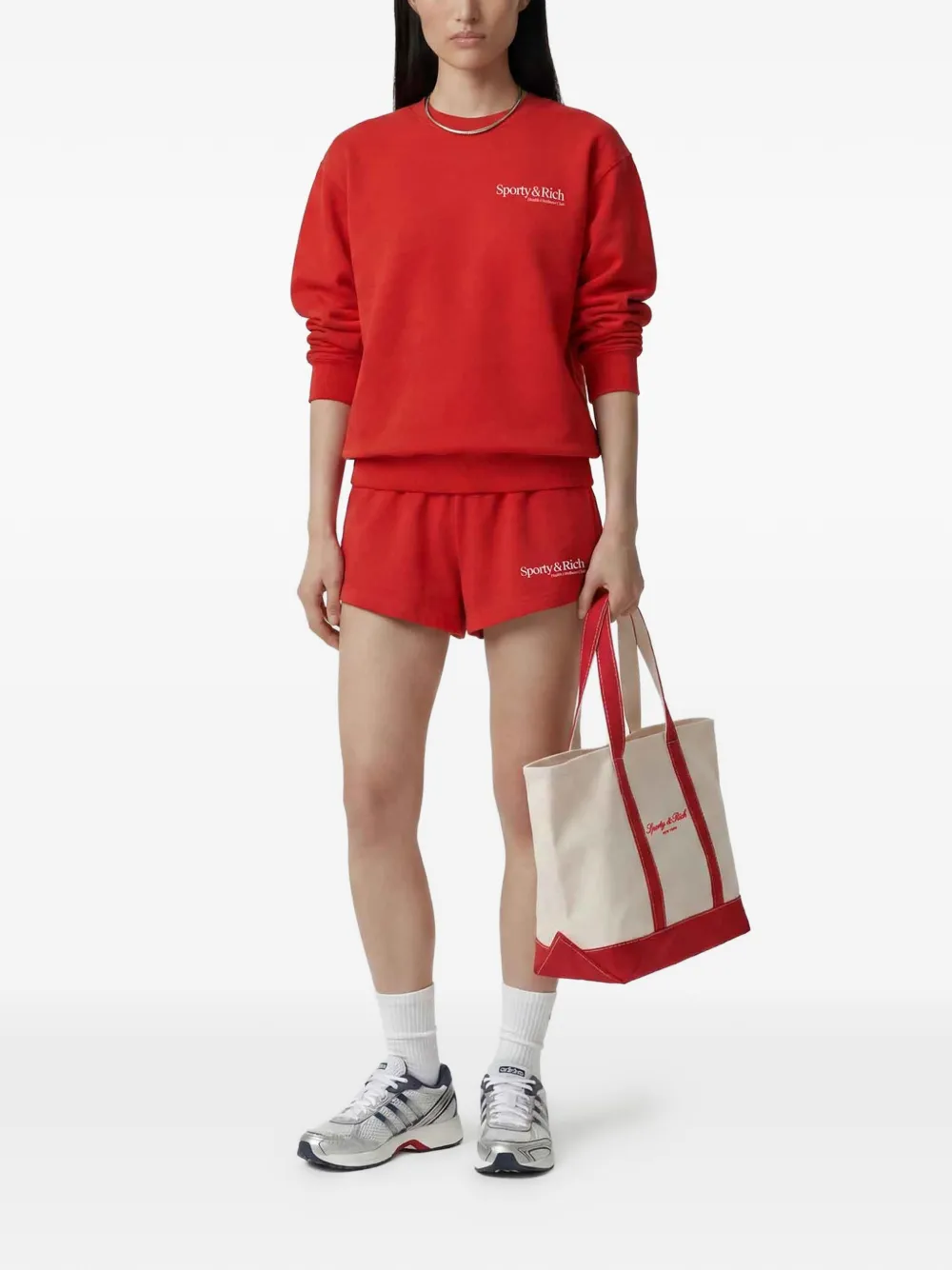 Sporty & Rich Katoenen shorts met logoprint Rood
