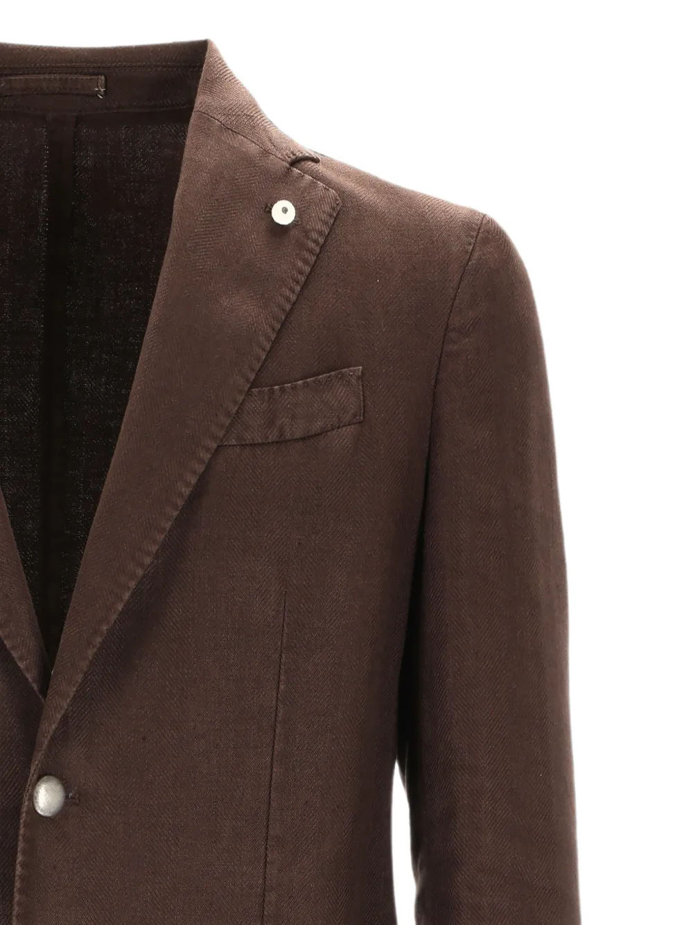 BRANDO Blazer met enkele rij knopen en visgraatpatroon Bruin
