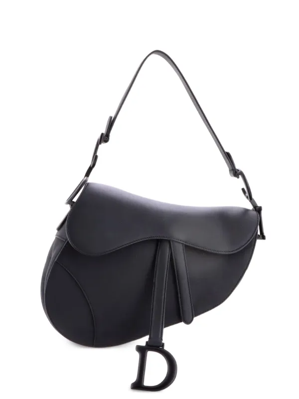 Dior Pre-owned Ultra Matte Saddle Handbag Leather Medium Shoulder Bag in Black