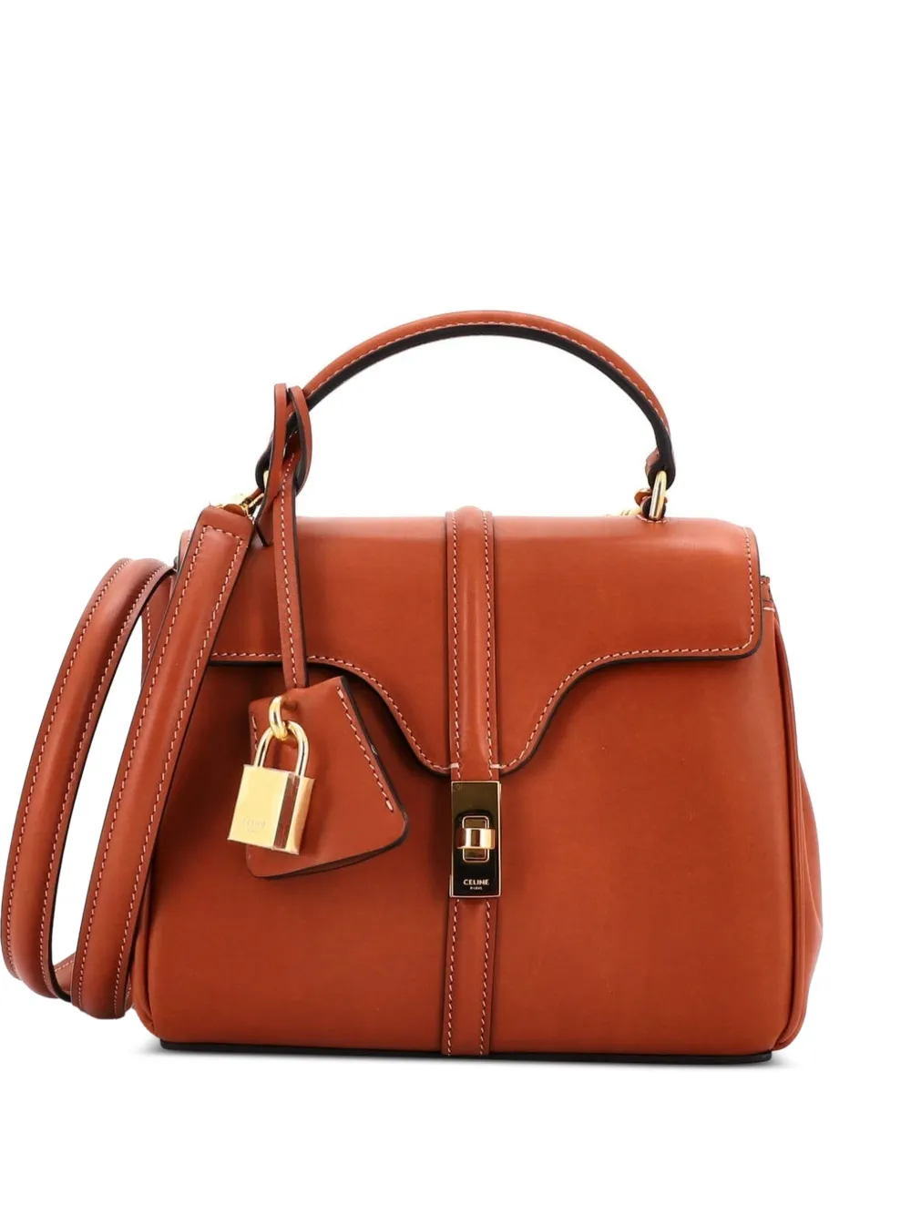 Celine Pre-Owned 16 Top Handle Bag Smooth Calfskin Mini satchel - Brown