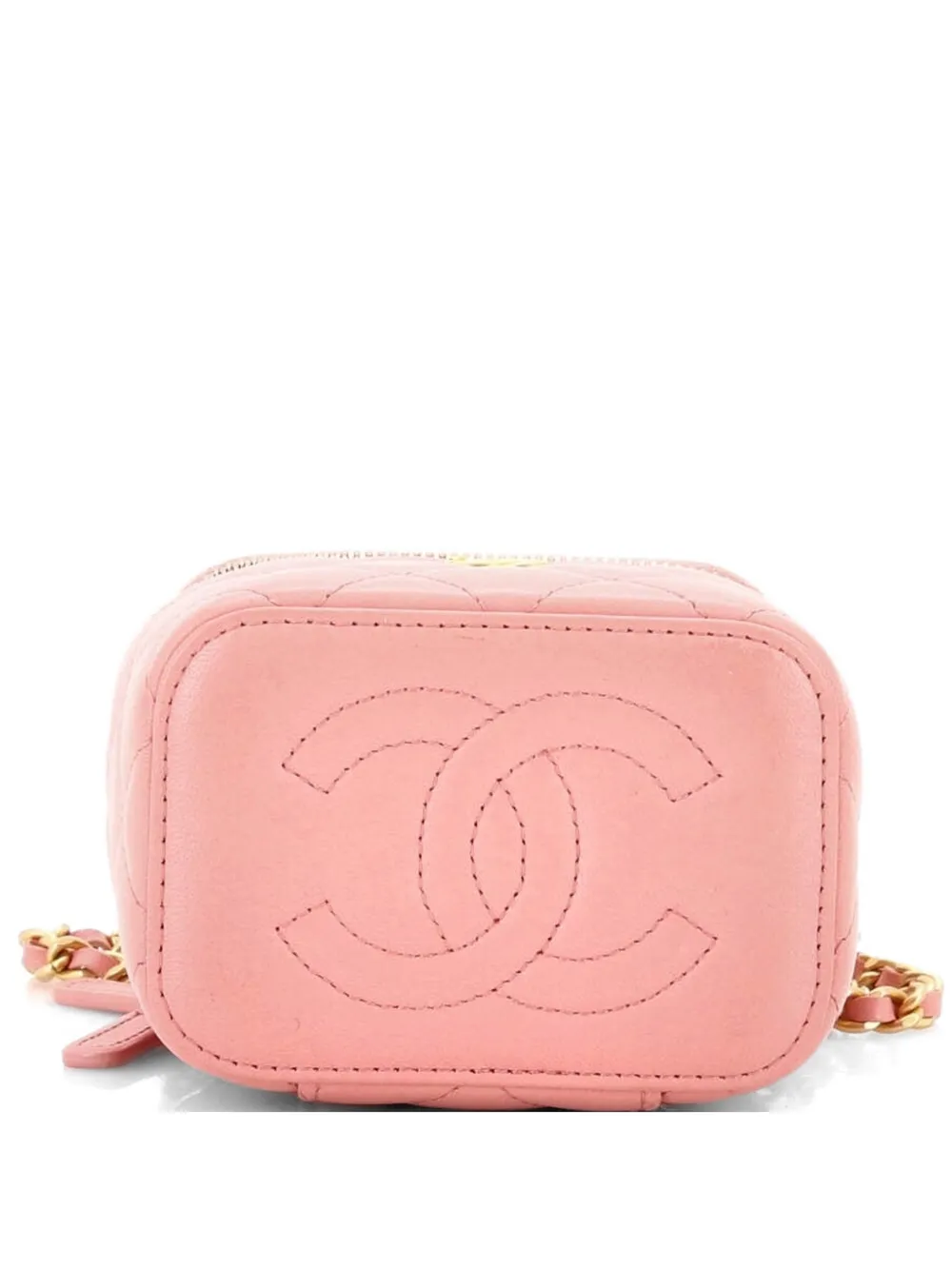 CHANEL Pre-Owned Pearl Crush Vanity Case with Chain Quilted Lambskin Mini clutch bag - Rosa