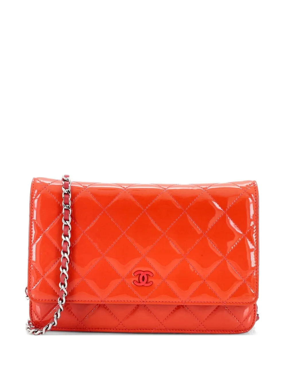 CHANEL Pre-Owned Wallet on Chain Quilted Patent crossbody bag - Arancione
