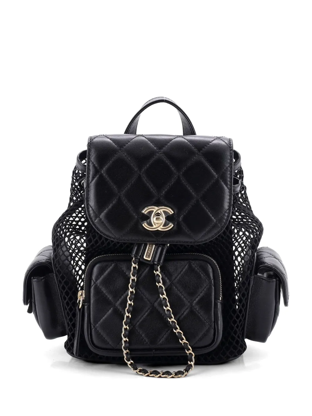 CHANEL Pre-Owned Zaino con coulisse in pelle di agnello - Nero