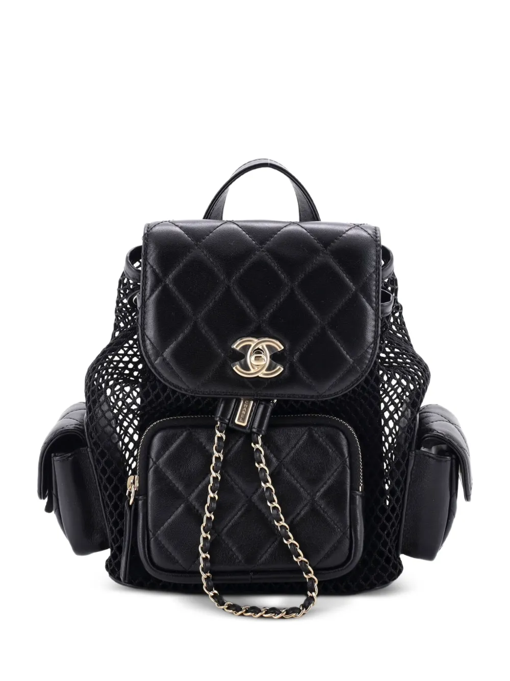 CHANEL Pre-Owned Zaino con coulisse in pelle di agnello - Nero