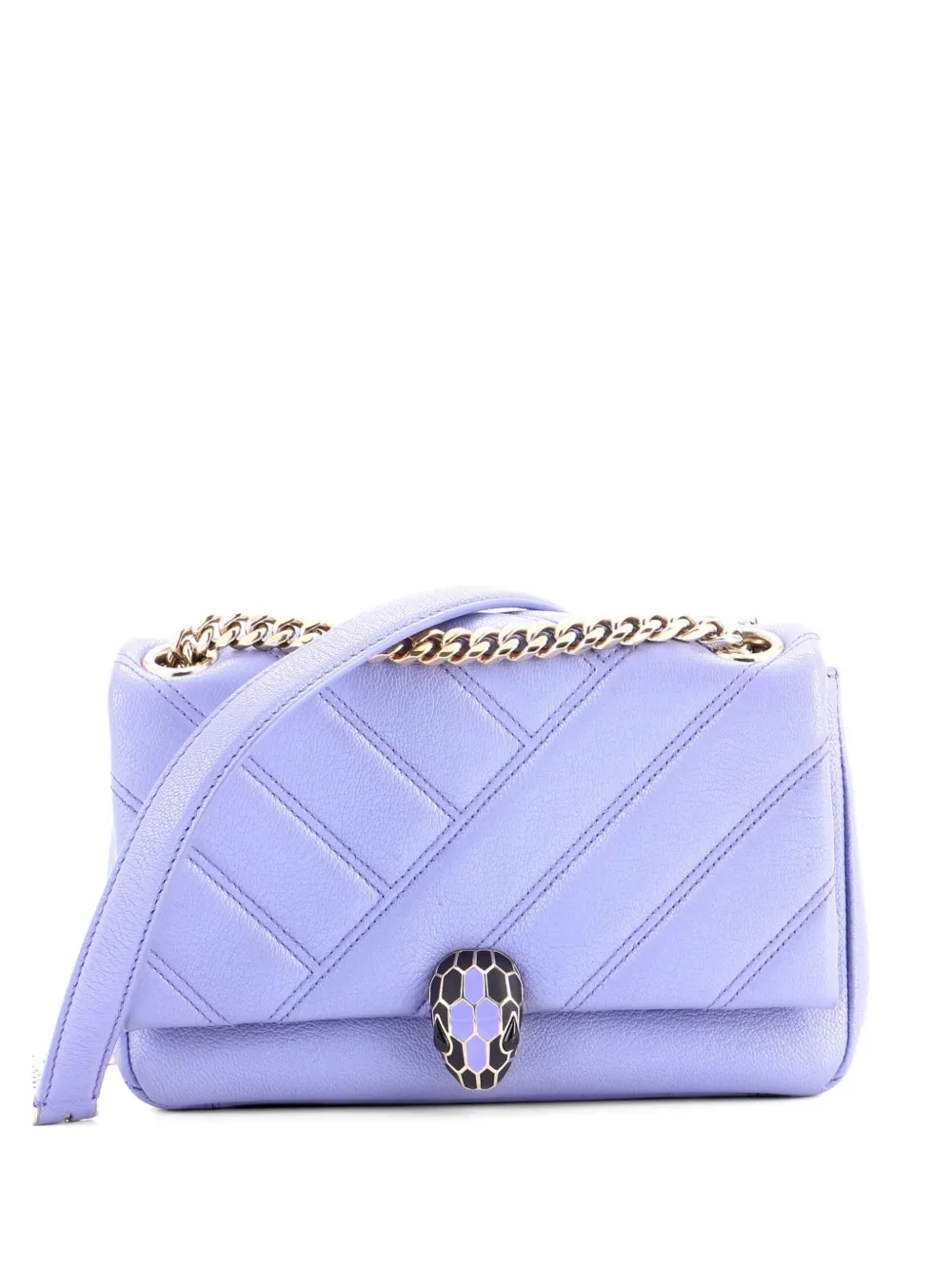Bvlgari Pre-Owned Borsa a spalla Serpenti Cabochon piccola in pelle trapuntata con motivo diagonale - Effetto metallizzato