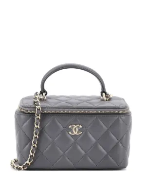 CHANEL ケース パース ラムスキン グレー CHANEL Pre-Owned クラシック トップハンドル バニティケースウィズ