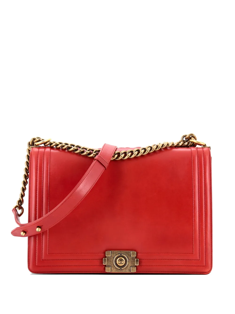 CHANEL Pre-Owned Reverso Boy Flap Bag Glazed Calfskin New Medium shoulder bag - Red