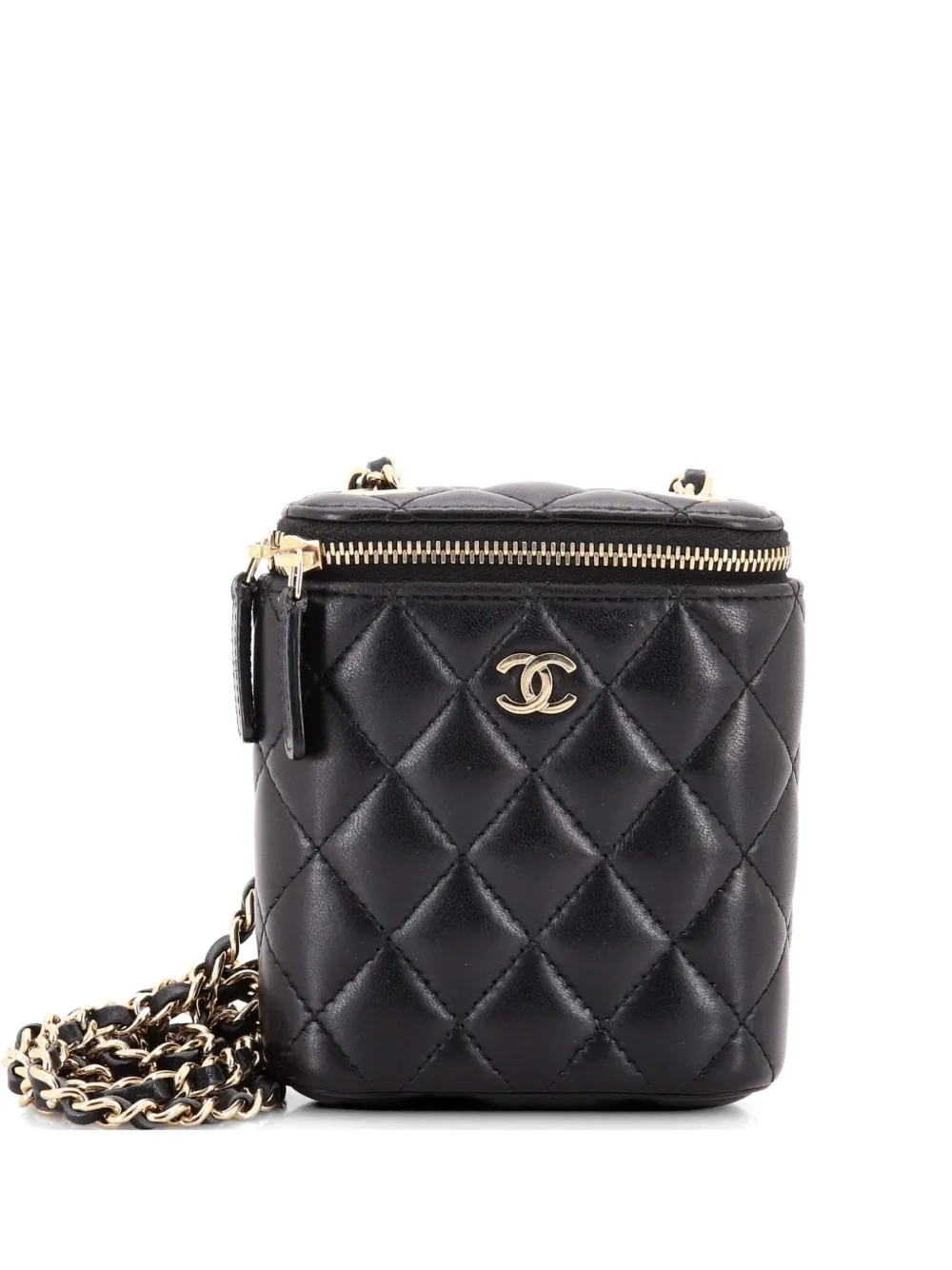 CHANEL Pre-Owned Vertical Classic Vanity Case with Chain Quilted Caviar Small shoulder bag - Nero