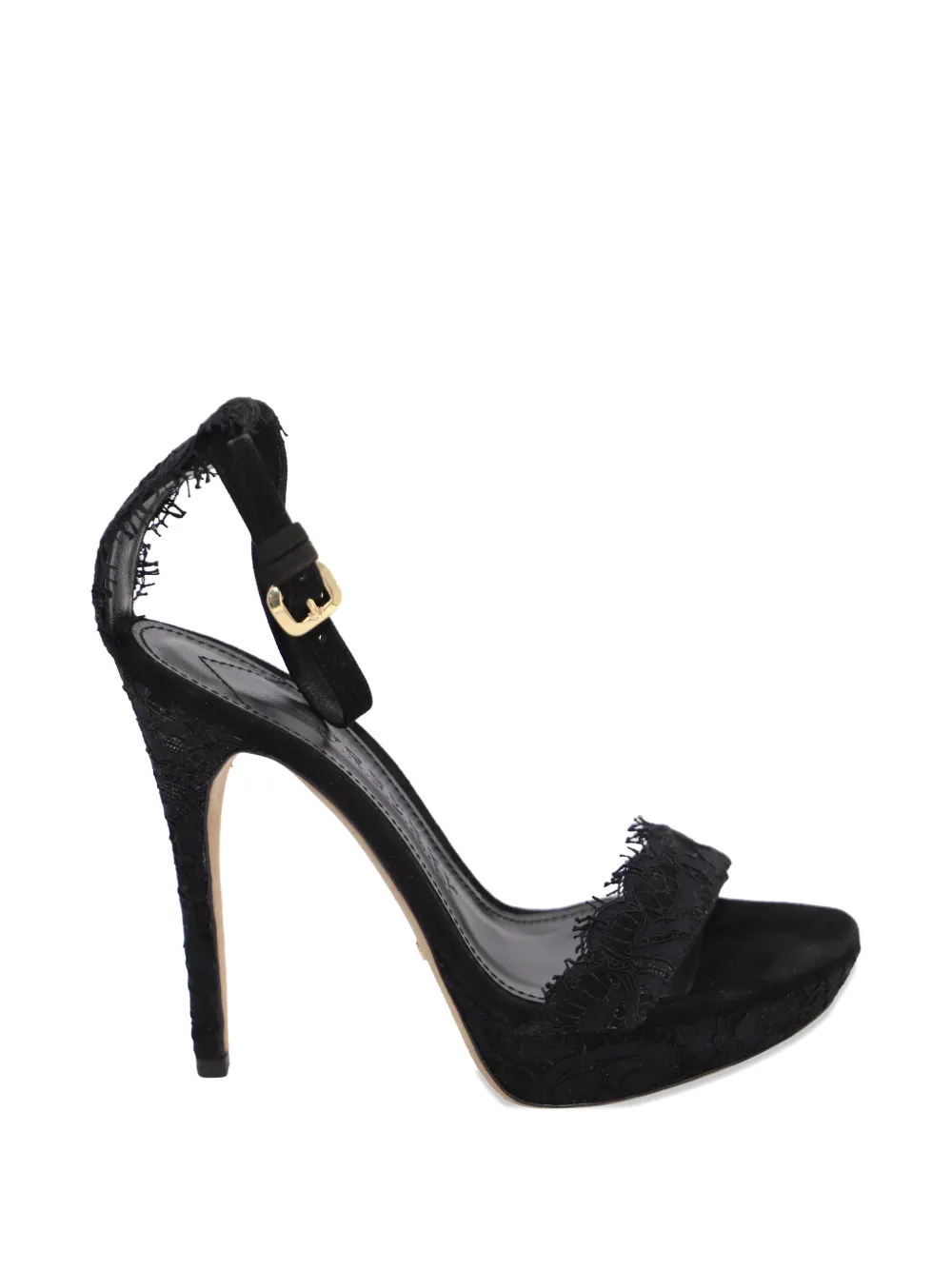 Pre-owned Burberry Polesden Lace-trim Sandals In Black