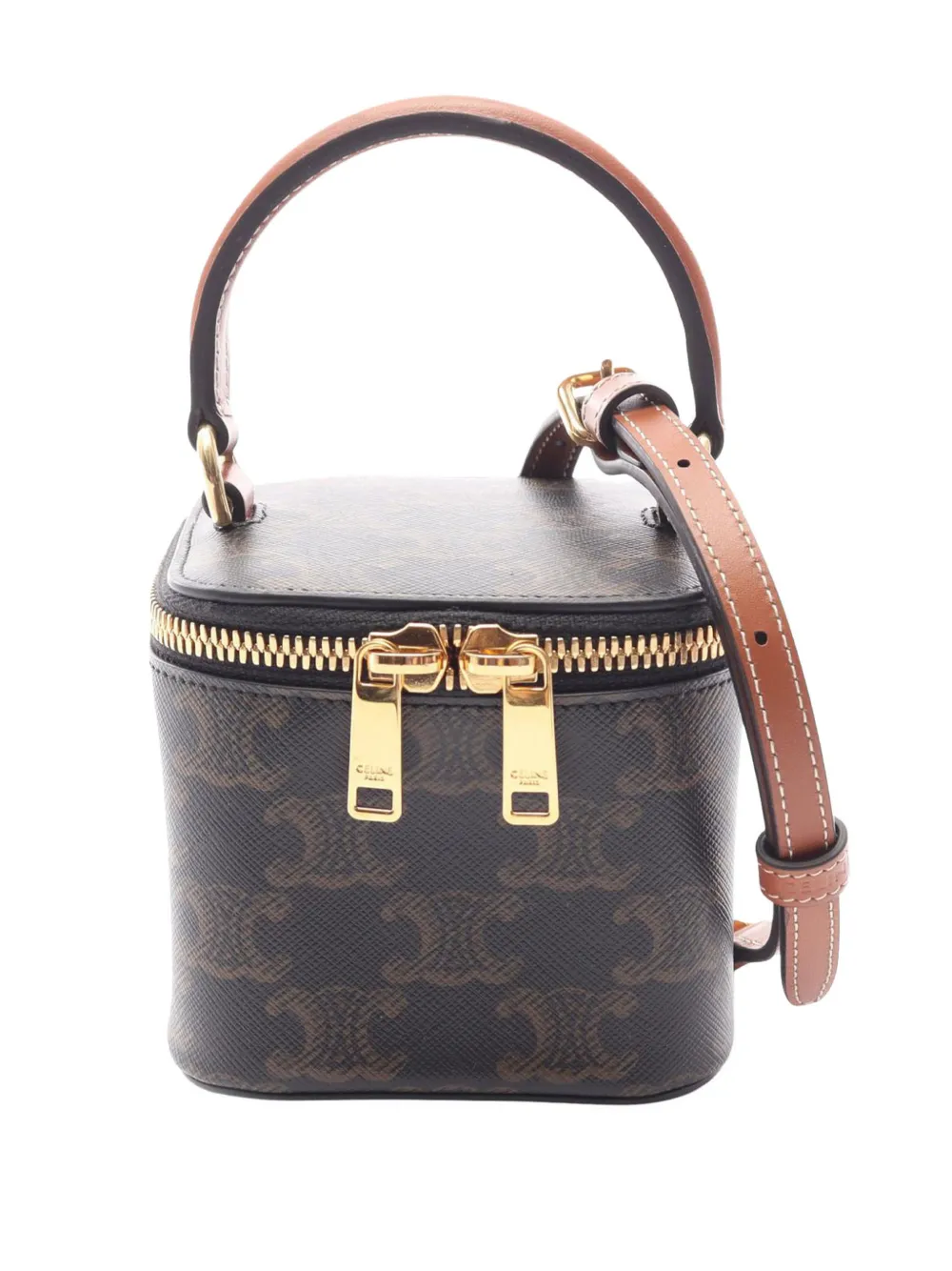 Celine Pre-Owned 2010-2026 Mini Triomphe Coated Canvas Vanity Case satchel - Brown