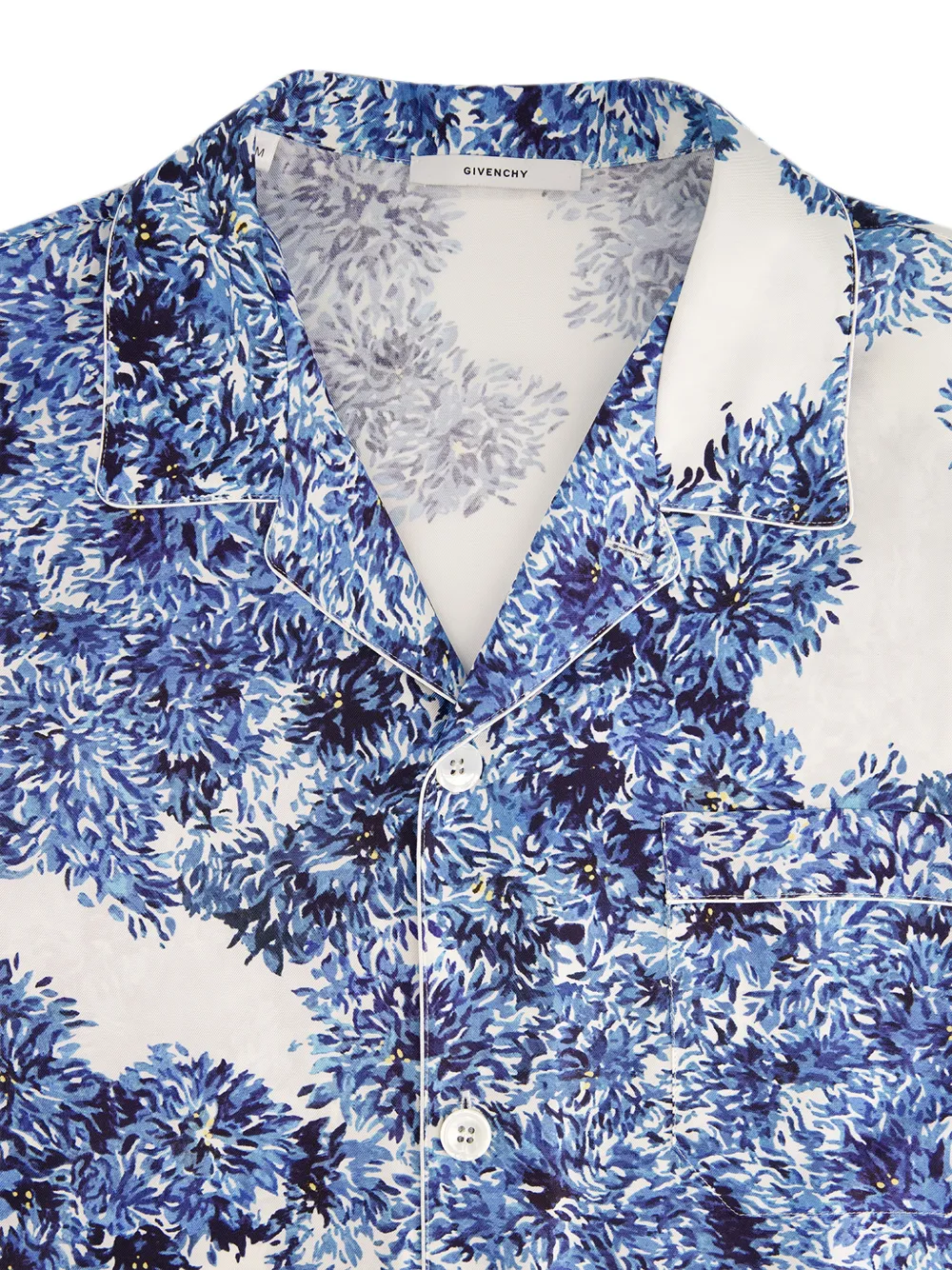 Givenchy Couture Seam zijden bowlingshirt met bloemen-print Blauw