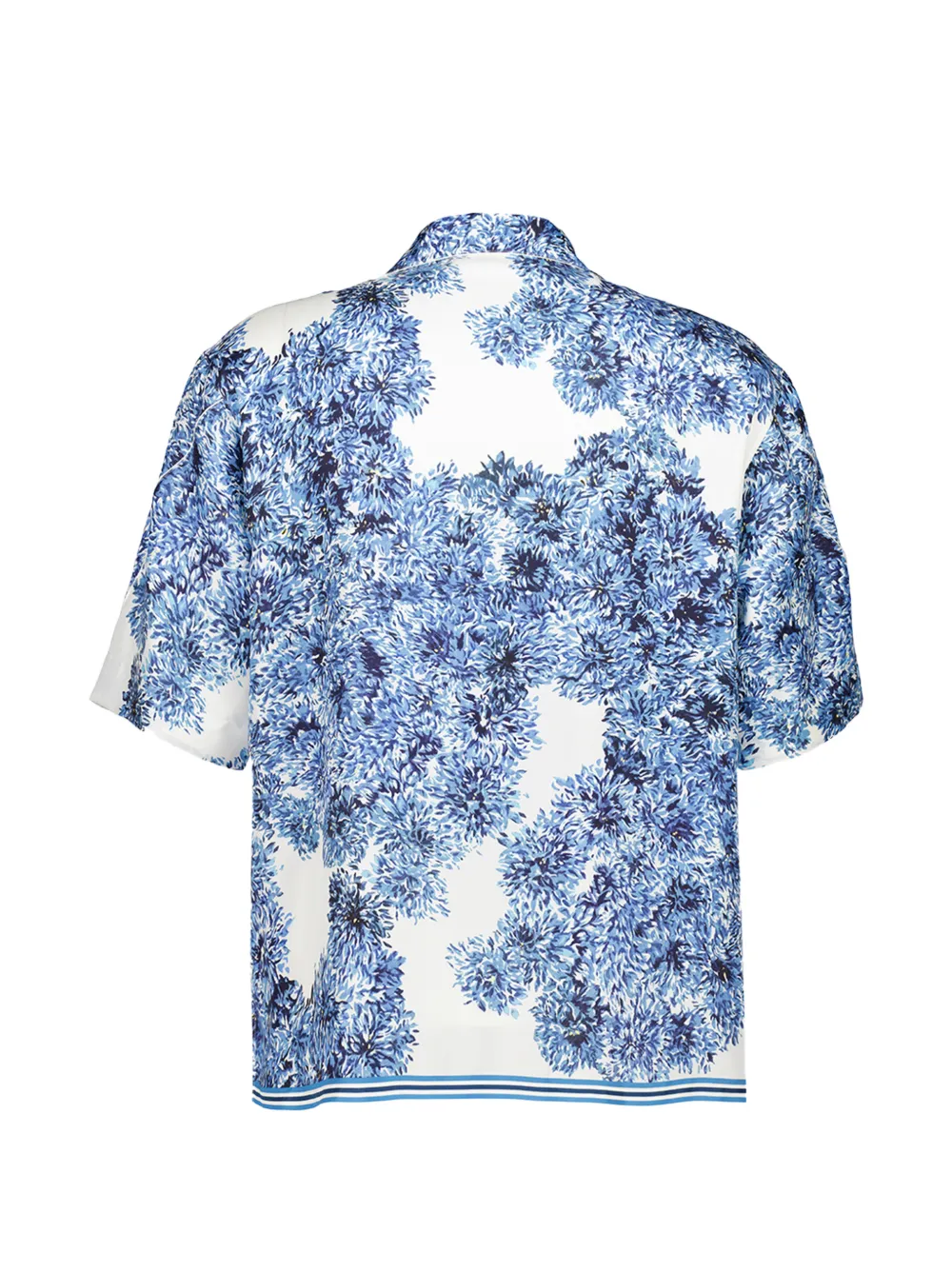 Givenchy Couture Seam zijden bowlingshirt met bloemen-print Blauw