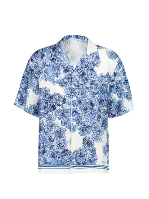Givenchy Couture Seam pompom flower-print silk bowling shirt