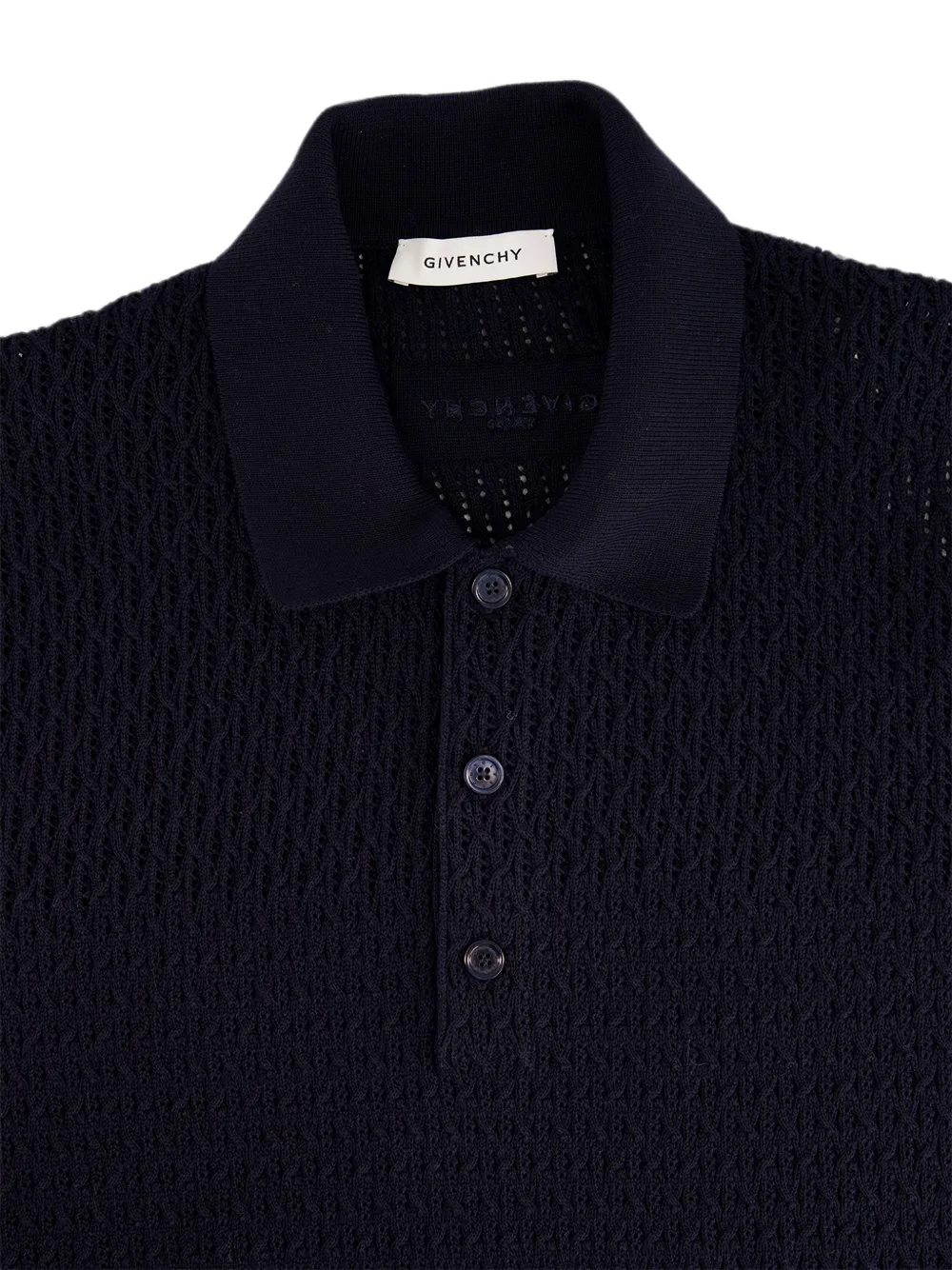 Givenchy openwork-knit polo shirt - Blu