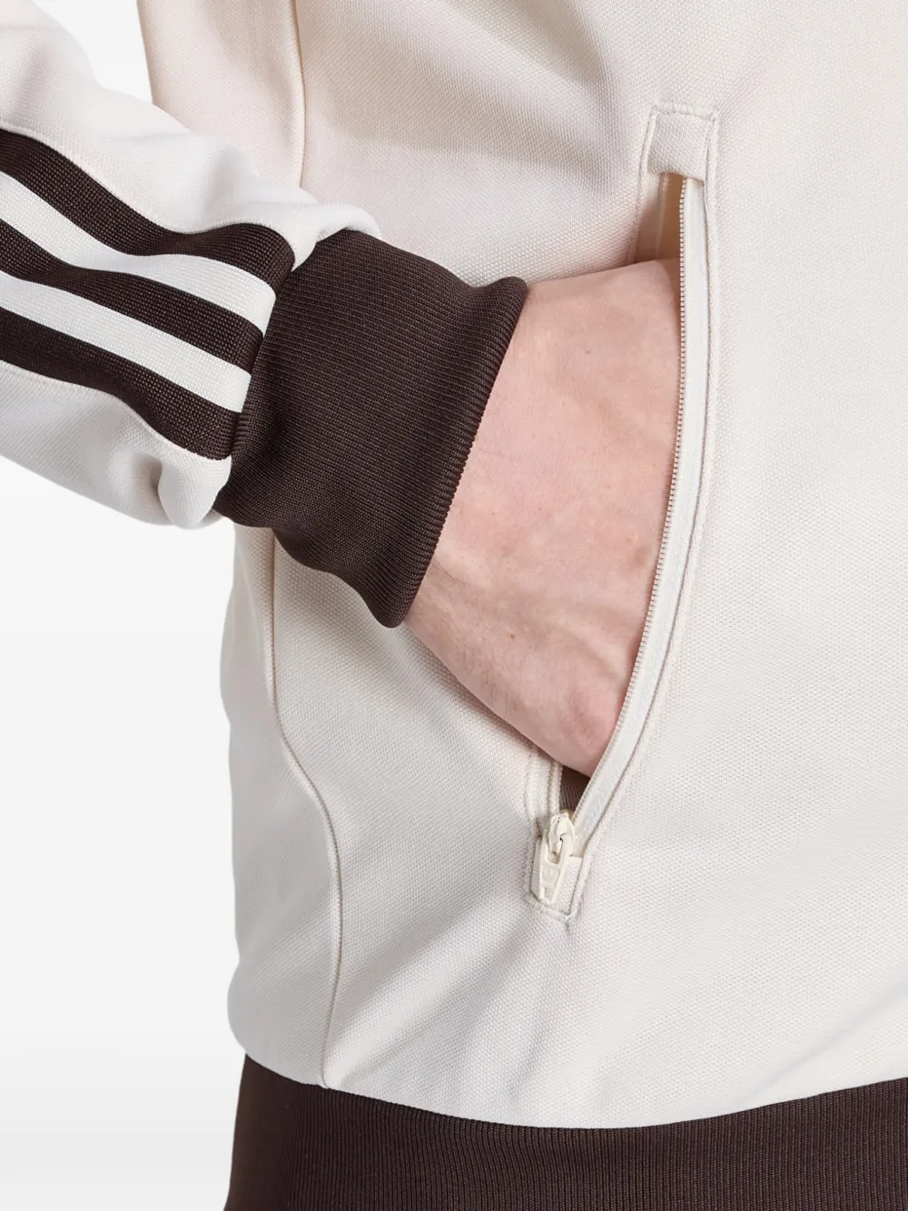 adidas Trainingsjack met geborduurd logo en rits Beige